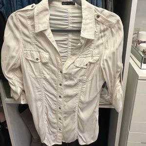 Express Button Up Blouse - White